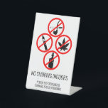 Short Term Rental Business No Smoking Indoors Pedestal Sign<br><div class="desc">This design may be personalized in the area provided by changing the photo and/or text. Or it can be customized by clicking Personalize this Template and then choosing the click to customize further option and delete or change the color of the background, add text, change the text color or style,...</div>