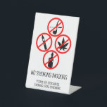 Short Term Rental Business No Smoking Indoors Pedestal Sign<br><div class="desc">This design may be personalized in the area provided by changing the photo and/or text. Or it can be customized by clicking Personalize this Template and then choosing the click to customize further option and delete or change the color of the background, add text, change the text color or style,...</div>