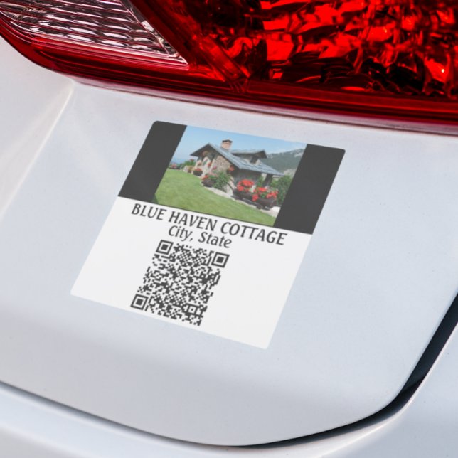 Short Term Rental Home STR QR Code Vacation   Car Magnet (Creator Uploaded)