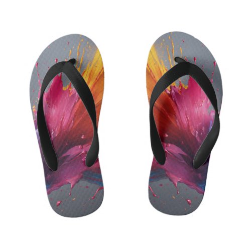 Short Title Vibrant Gradient Splash on Gray B Kids Flip Flops