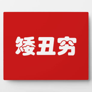 Short, Ugly & Poor 矮丑穷 Chinese Hanzi MEME Plaque