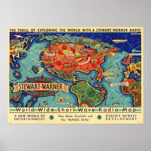 Short Wave Radio Map Poster