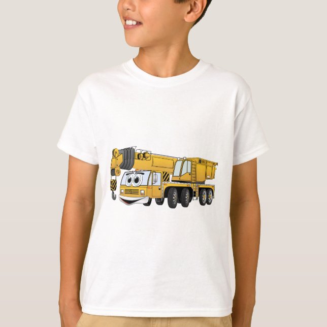 Short Yellow Cartoon Crane T-Shirt (Front)