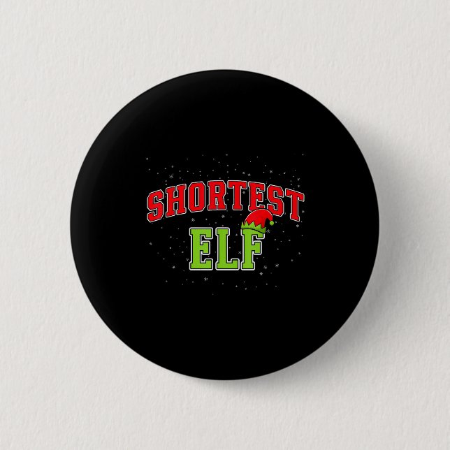 Shortest Elf Christmas Family Matching Group Xmas  Button (Front)