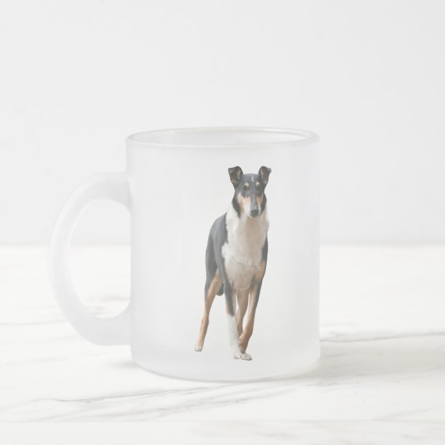 Shorthair Collie Frosted Glass Coffee Mug (Left)