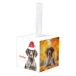 Shorthair Pointer Dog Two Photo Christmas Holiday Cube Ornament