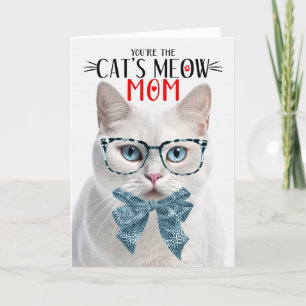 Shorthair White Cat for Mom on Mother's Day Holiday Card