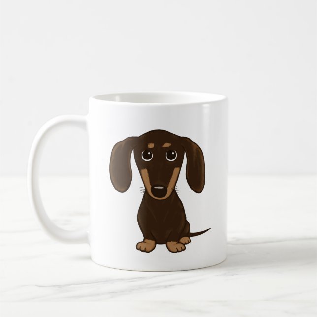 Shorthaired Chocolate Dachshund | Cute Wiener Dog Coffee Mug (Left)