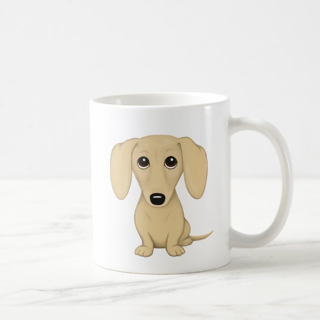 Shorthaired Cream Dachshund | Cute Wiener Dog Coffee Mug (Right)