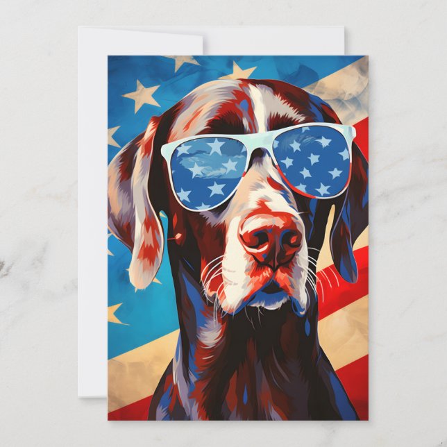 Shorthaired Pointer 4th of July Independence day Holiday Card (Front)