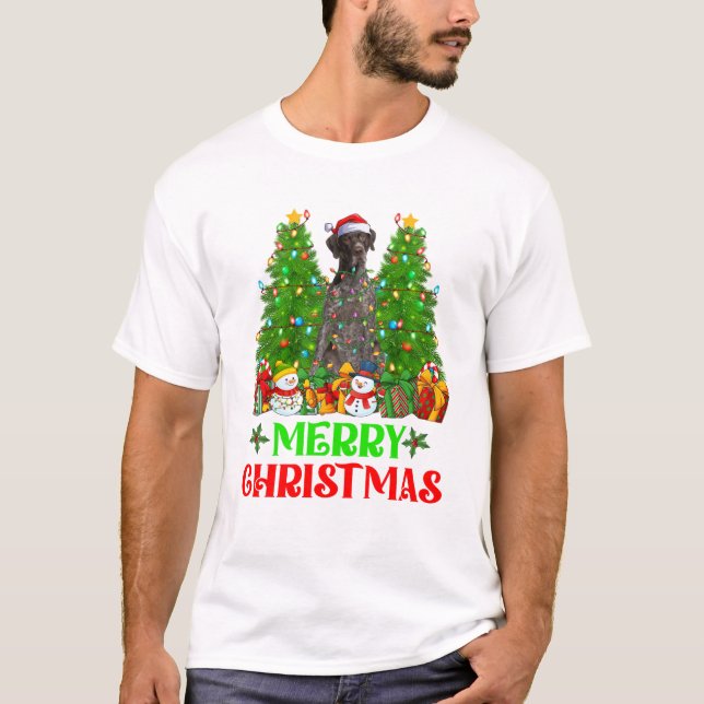Shorthaired Pointer Dog Christmas T-Shirt (Front)