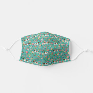 Shorthorn Floral turquoise vintage Adult Cloth Face Mask