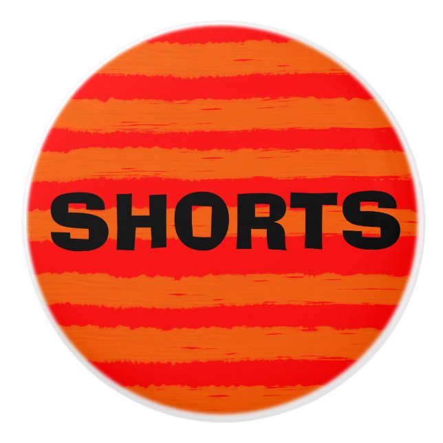 Shorts Red Orange Watercolor Stripes Ceramic Knob (Front)