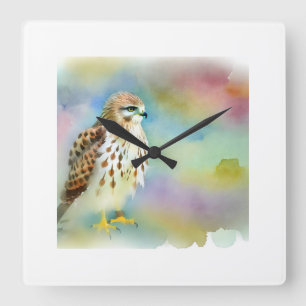 Shorttailed Hawk 131024AREF137 - Watercolor Square Wall Clock