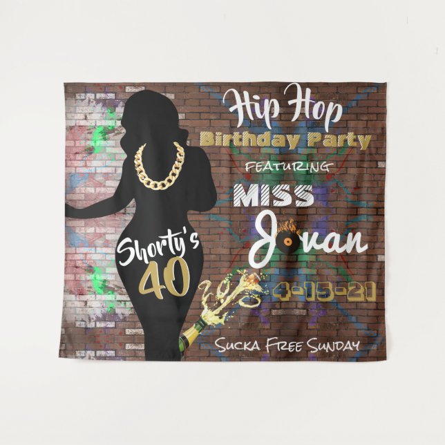 Shorty's 40| 90's Hip Hop Birthday Backdrop (Front (Horizontal))
