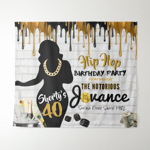 Shortys 40 90s Hip Hop Birthday Drip Backdrop