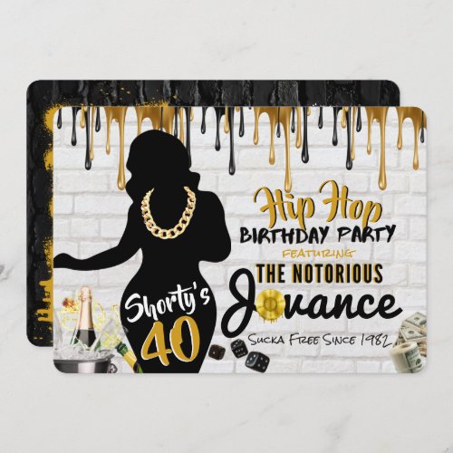 Shortys 40 90s Hip Hop Birthday Drip Photo Invitation