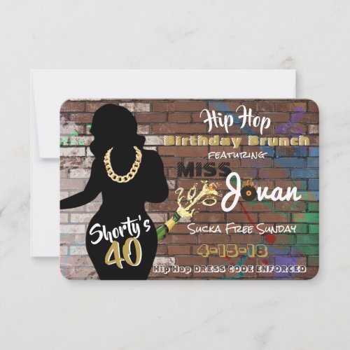 Shortys 40  90s Hip Hop Urban Birthday Invitati Invitation