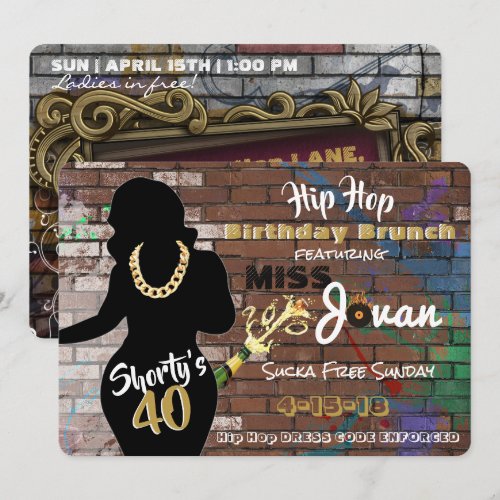Shorty's 40 Hip Hop Birthday Invitations {5x7}