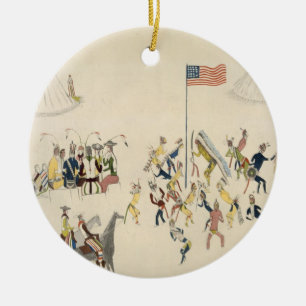 Shoshone dance participated in only by men (pigmen ceramic ornament