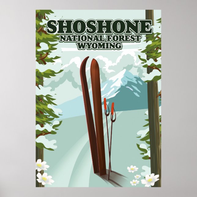 Shoshone National Forest Ski travel poster (Front)