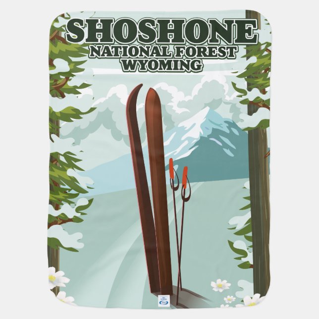 Shoshone National Forest Ski travel poster  Baby Blanket (Back)