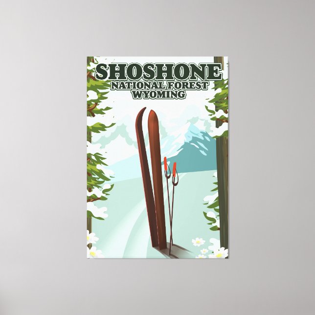 Shoshone National Forest Ski travel poster  Canvas Print (Front)