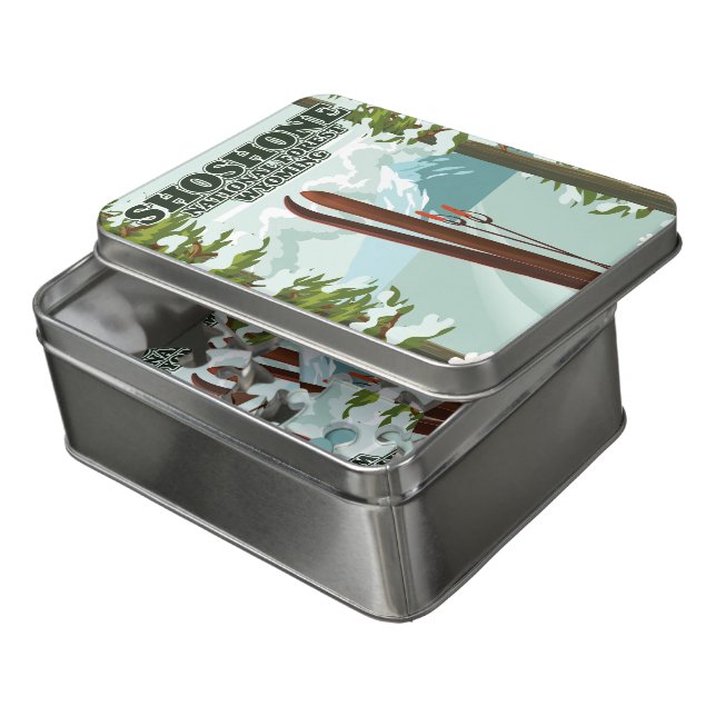 Shoshone National Forest Ski travel poster  Jigsaw Puzzle (Lid Open)
