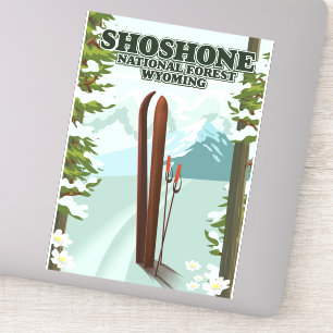 Shoshone National Forest Ski travel poster Sticker