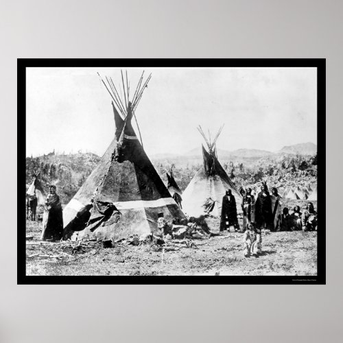 Shoshoni Indian and Skin Tipis 1884 Poster