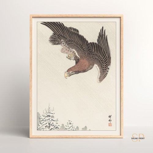 Shoson Ohara Eagle in Snowstorm Japanese Bird Art Poster