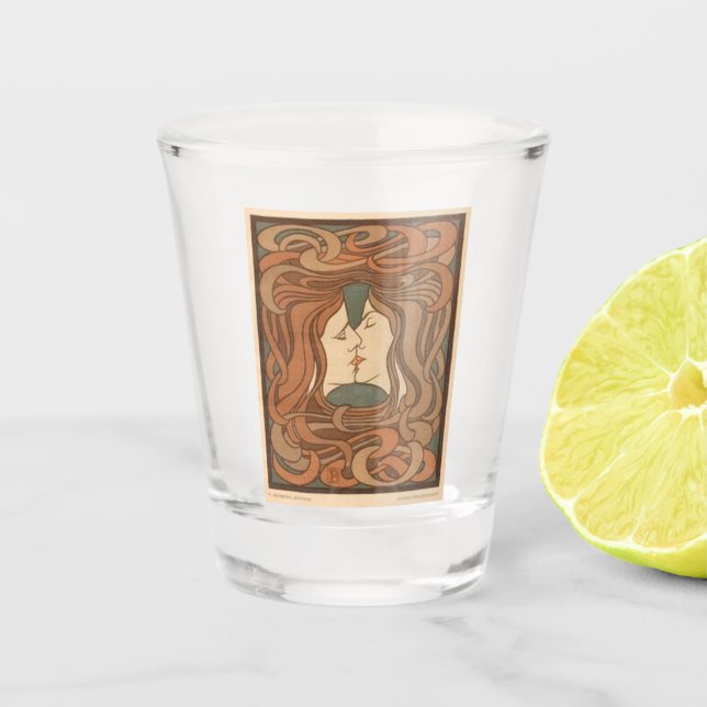 shot glaasje met jugendstill afbeelding glass (Front)