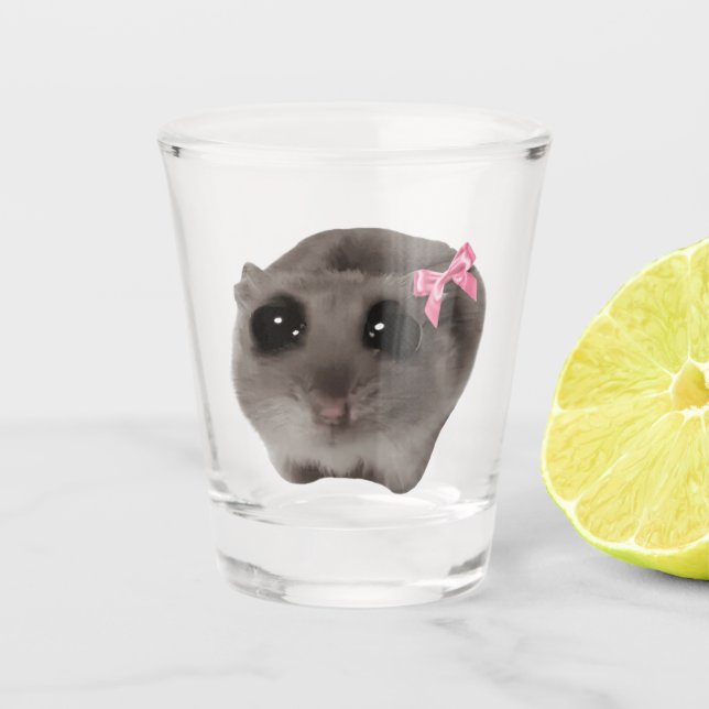 Shot Glass Coquette Sad Hamster Meme (Front)