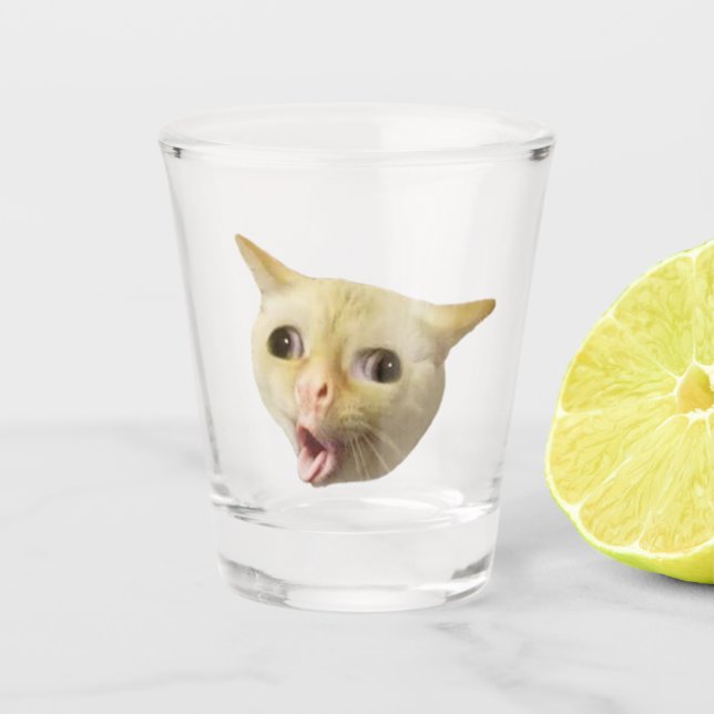Shot Glass Coughing Cat Meme (Front)
