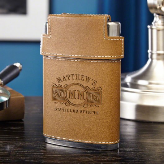 Shot Glass Gift Set with Marquee Hip Flask (Closed)