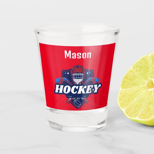 Shot Glass Hockey Gear - Personalized -Add Name (Front)