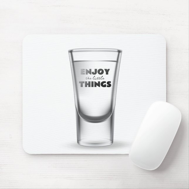 Shot Glass On White Mouse Pad (With Mouse)