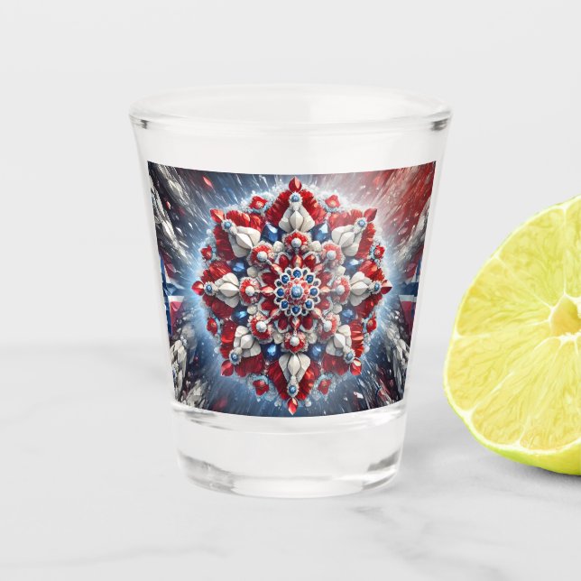 Shot glass with Norwegian Colors (Front)
