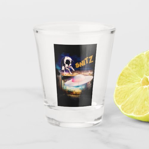 Shot glass with Snitz from Bobs Saucer Repair