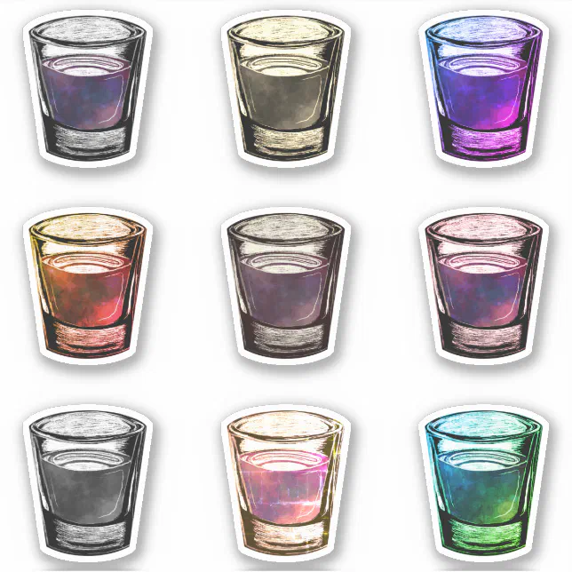 shot glasses sticker Zazzle