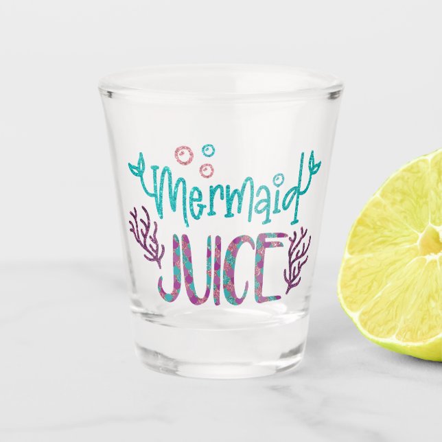 Shot Mermaid Juice Fun Glitter Scales Shot Glass (Front)