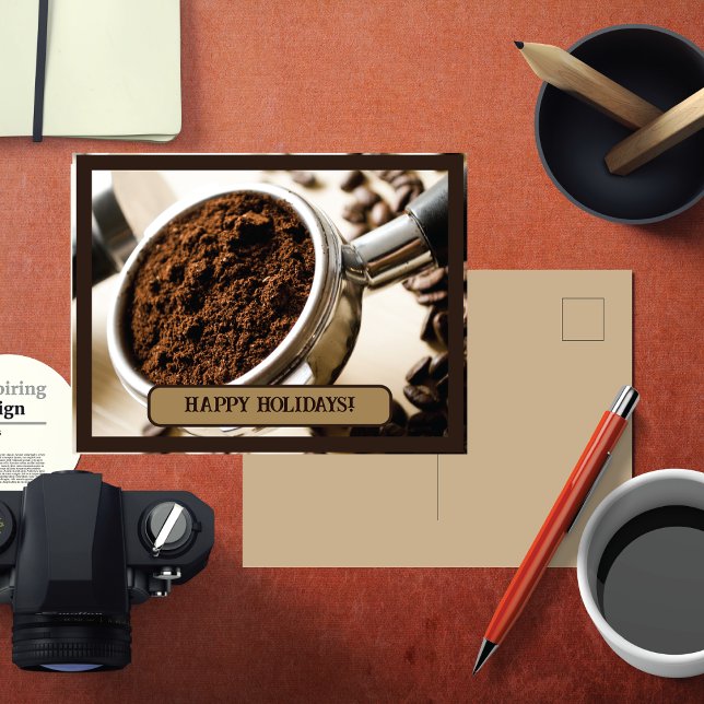 Shot of Espresso Ready to Brew for Cappuccino Holiday Postcard (Creator Uploaded)