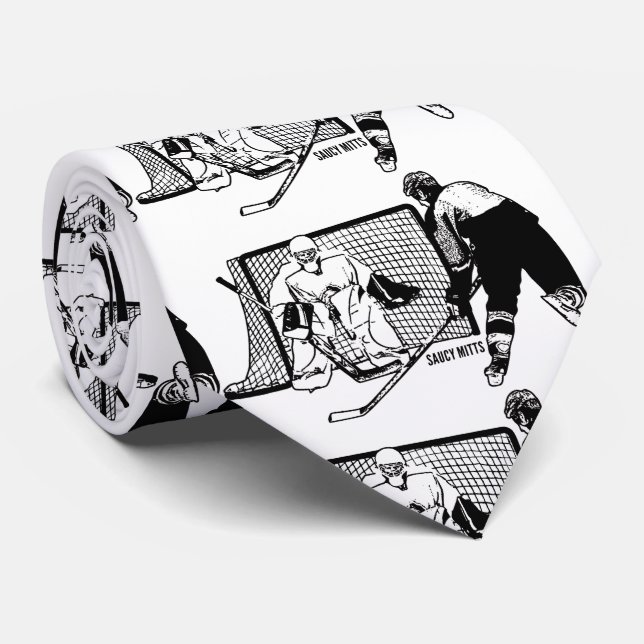 Shot on Net Hockey Neck Tie (Rolled)