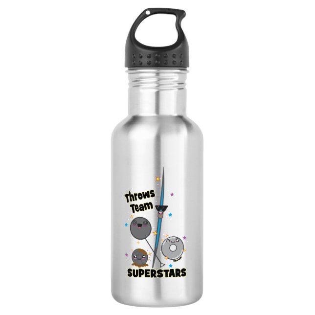 Shot Put Discus Hammer Javelin Throw Fun Gift Water Bottle (Front)