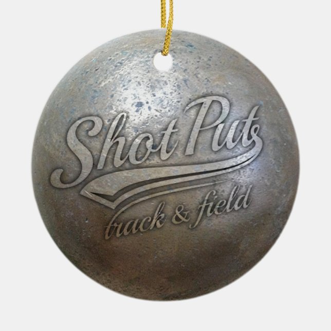 shot put implement ceramic ornament (Front)