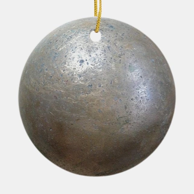 shot put implement ceramic ornament (Front)