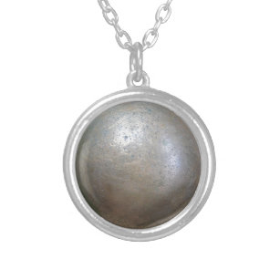 shot put implement silver plated necklace