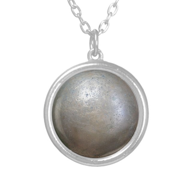 shot put implement silver plated necklace (Front)