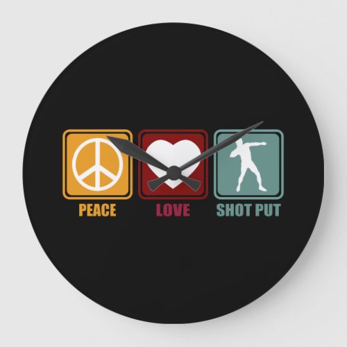 Shot Put Putter Dad Girl Peace Love Design Gift Large Clock
