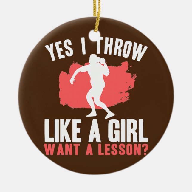 Shot Put Women Track And Field Shot Putter Throw Ceramic Ornament (Front)